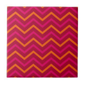 Retro Hot Pink Red Oranje Chevron Zig Zag Pattern Tegeltje (Voorkant)