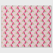 Retro Hot Pink Santa Christmas Wrapping Paper Cadeaupapier (Vlak)