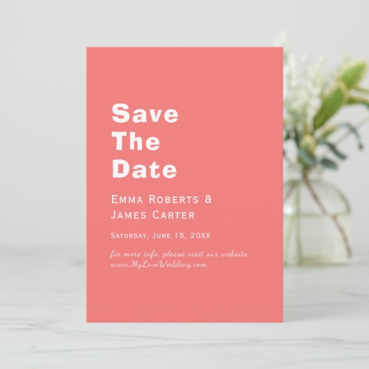 Retro Hot Pink Save the Date Kaart (Staand voorkant)