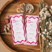 Retro Hot Pink Wavy Border Eten en Drinken Menu