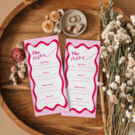 Retro Hot Pink Wavy Border Eten en Drinken Menu