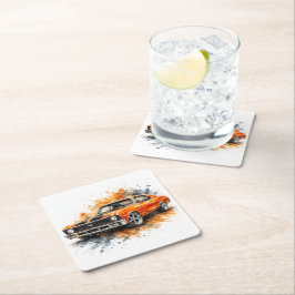 Retro Hot Rod Amerikaans Muscle Car Papier Coaster Kartonnen Onderzetters