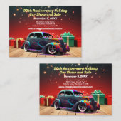 Retro Hot Rod Auto Vakantie Flyer Visitekaartjes (Voorkant / Achterkant)