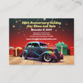 Retro Hot Rod Auto Vakantie Flyer Visitekaartjes