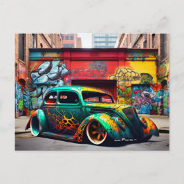Retro Hot Rod Graffiti Cinematic Auto's Briefkaart
