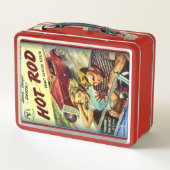 Retro Hot Rod Red Metal Lunch Box (Achterkant)
