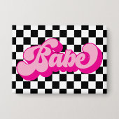 Retro Hot Roze Babe Bachelorette Feestje Button (Voorkant)