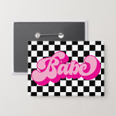 Retro Hot Roze Babe Bachelorette Feestje Button (Voorkant / Achterkant)