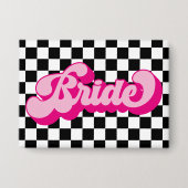 Retro Hot Roze Bruid Bachelorette Feest Button (Voorkant)