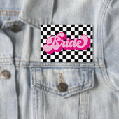Retro Hot Roze Bruid Bachelorette Feest Button (Insitu)