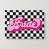 Retro Hot Roze Bruid Bachelorette Party Button (Voorkant)