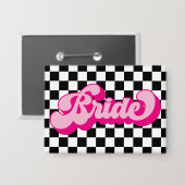 Retro Hot Roze Bruid Bachelorette Party Button (Voorkant / Achterkant)
