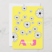 Retro Hot Roze/Gele Daisies Vrijgezellenfeest Invi Kaart (Achterkant)