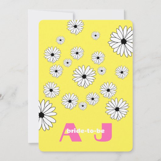 Retro Hot Roze/Gele Daisies Vrijgezellenfeest Invi Kaart (Achterkant)