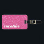 Retro Hot Roze Glitter Sparkle Y2K Gepersonaliseer Bagagelabel<br><div class="desc">Retro y2k Hot Pink Glitter Sparkle Gepersonaliseerde Naam Bagagelabel</div>