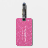 Retro Hot Roze Glitter Sparkle Y2K Gepersonaliseer Bagagelabel (Achterkant verticaal)