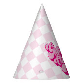 Retro Hot Roze Groovy Eén Check Feesthoedjes (Links)