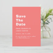Retro Hot Roze Save the Date Kaart (Staand voorkant)
