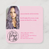 Retro Hot roze Social Media QR Code Foto Logo Vierkante Visitekaartje (Achterkant)