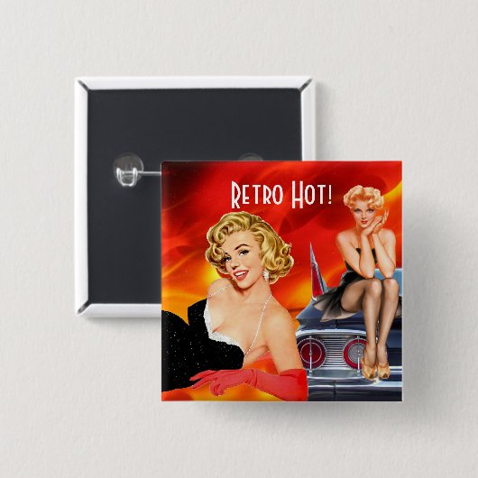 Retro Hot Vierkante Button 5,1 Cm (Voorkant /achterkant)