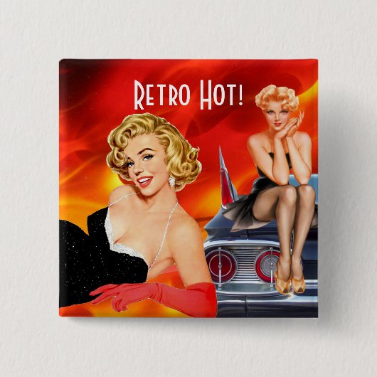 Retro Hot Vierkante Button 5,1 Cm (Voorkant)