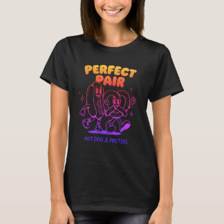 Retro Hotdog- en Pretzelmascotte - Vintage T-shirt