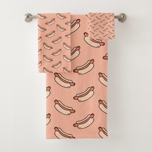 Retro Hotdog Naadloos Patroon Bad Handdoek (Insitu)