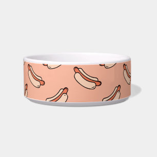 Retro Hotdog Naadloos Patroon Huisdier Voerbakje