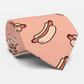 Retro Hotdog Naadloos Patroon Stropdas (Opgerold)
