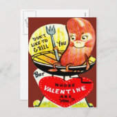  retro hotdog op een grill Valentijn Kaart (Voorkant / Achterkant)