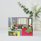 Retro Hotel Room Briefkaart (Staand voorkant)