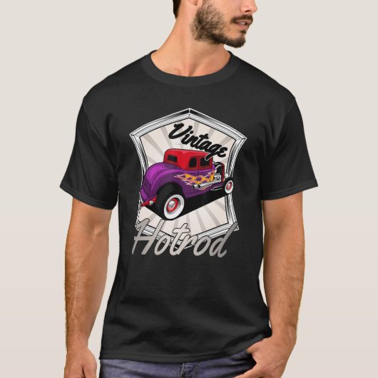 Retro Hotrod, Aangepaste autoliefhebbers, Mannen V T-shirt (Voorkant)