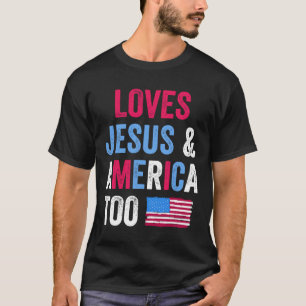 Retro houdt ook van Jezus en Amerika op 4 juli T-shirt