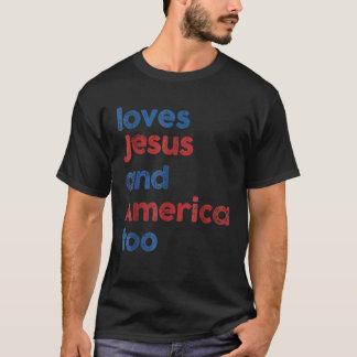 Retro houdt van Jezus en Amerika te 4th van juli G T-shirt