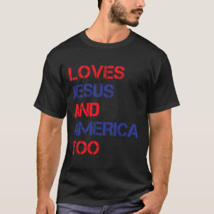 Retro houdt van Jezus en Amerika te Christelijk 4e T-shirt