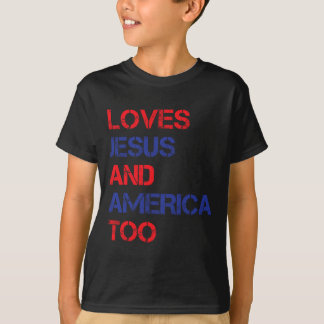 Retro houdt van Jezus en Amerika te Christelijk 4e T-shirt