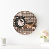 Retro houndstooth kitten grote klok (Huis)