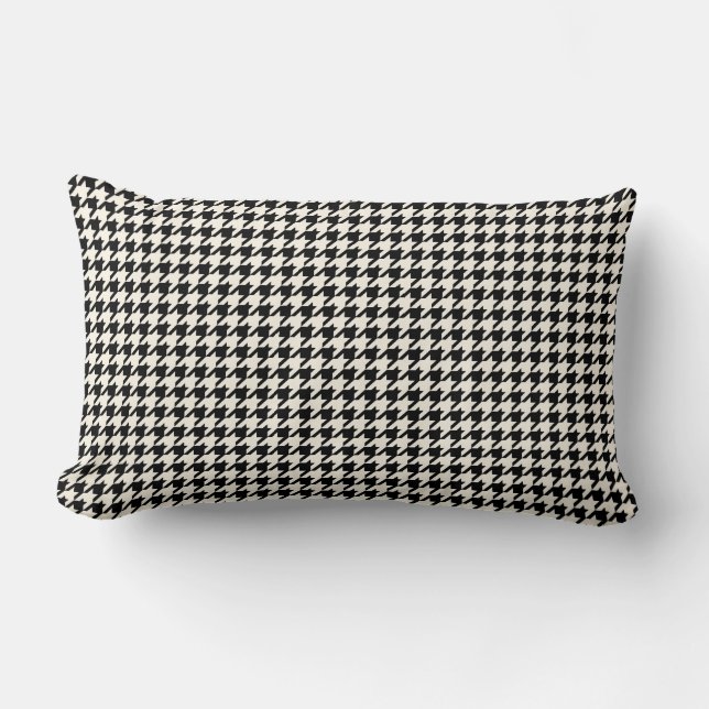 Retro Houndstooth Pattern Black en Cream Kussen (Voorkant)