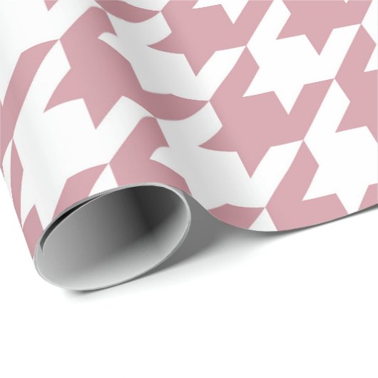 Retro Houndstooth Pattern Roze Cadeaupapier (Rol Hoek)