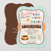 Retro Houndstooth Tea Party, Cupcake Vrijgezellenf Kaart (Voorkant / Achterkant)