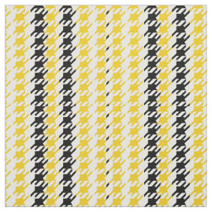 Retro Houndstooth Yellow Black Stof