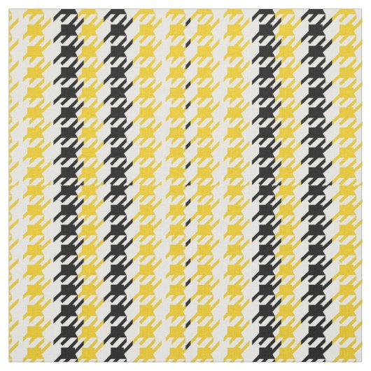 Retro Houndstooth Yellow Black Stof (Swatch)