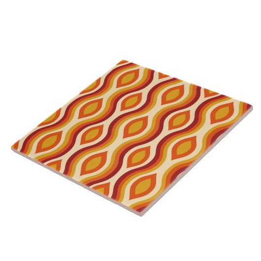 Retro Hourglass Ogee in sinaasappel, geel en rood Tegeltje (Zijkant)