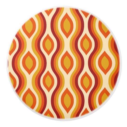 Retro Hourglass Ogee Pattern in sinaasappel en gee Keramische Knop (Voorkant)