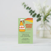 Retro House Cleaning Service Spray Bottle Colorful Visitekaartje (Staand voorkant)