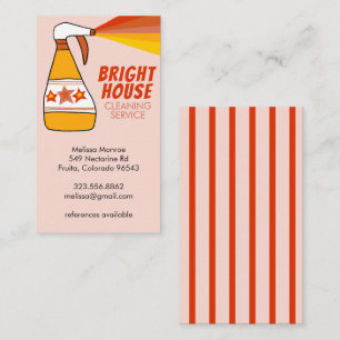 Retro House Cleaning Service Spray Bottle Colorful Visitekaartje