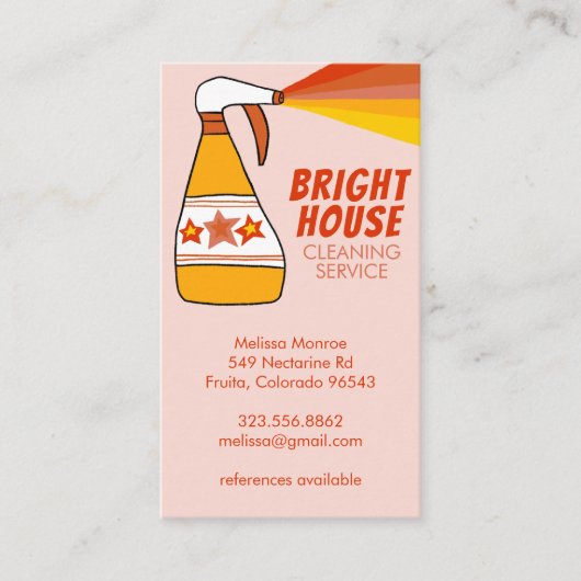 Retro House Cleaning Service Spray Fles QR-code Visitekaartje (Voorkant)