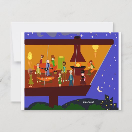 Retro House Party Kaart (Voorkant)