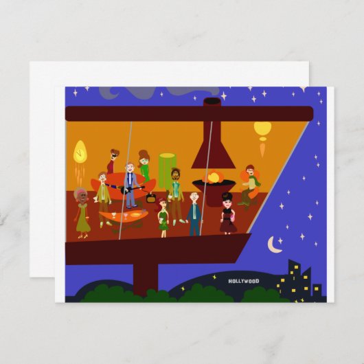 Retro House Party Kaart (Voorkant / Achterkant)