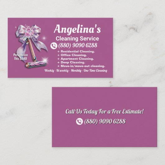 retro house reinigingsvacuüm visitekaartje (Voorkant / Achterkant)